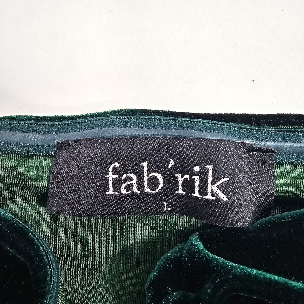 Fabrik Green Velvet Darling Ruched Bodysuit Women's L Neck Strap Tie 90s Revival - Picture 2 of 7